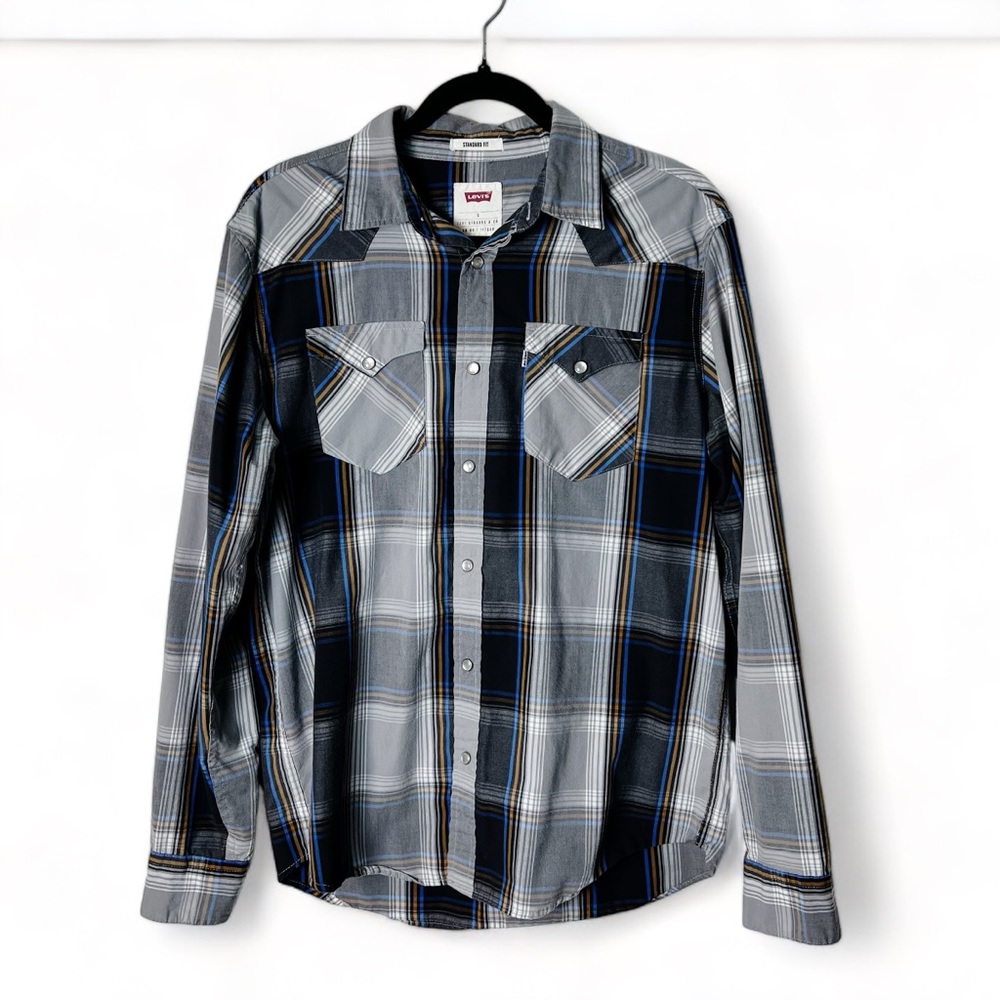 Levi’s - Unisex Western Plaid Long Sleeve Button Down with Pearl Snaps - Sz. S‎